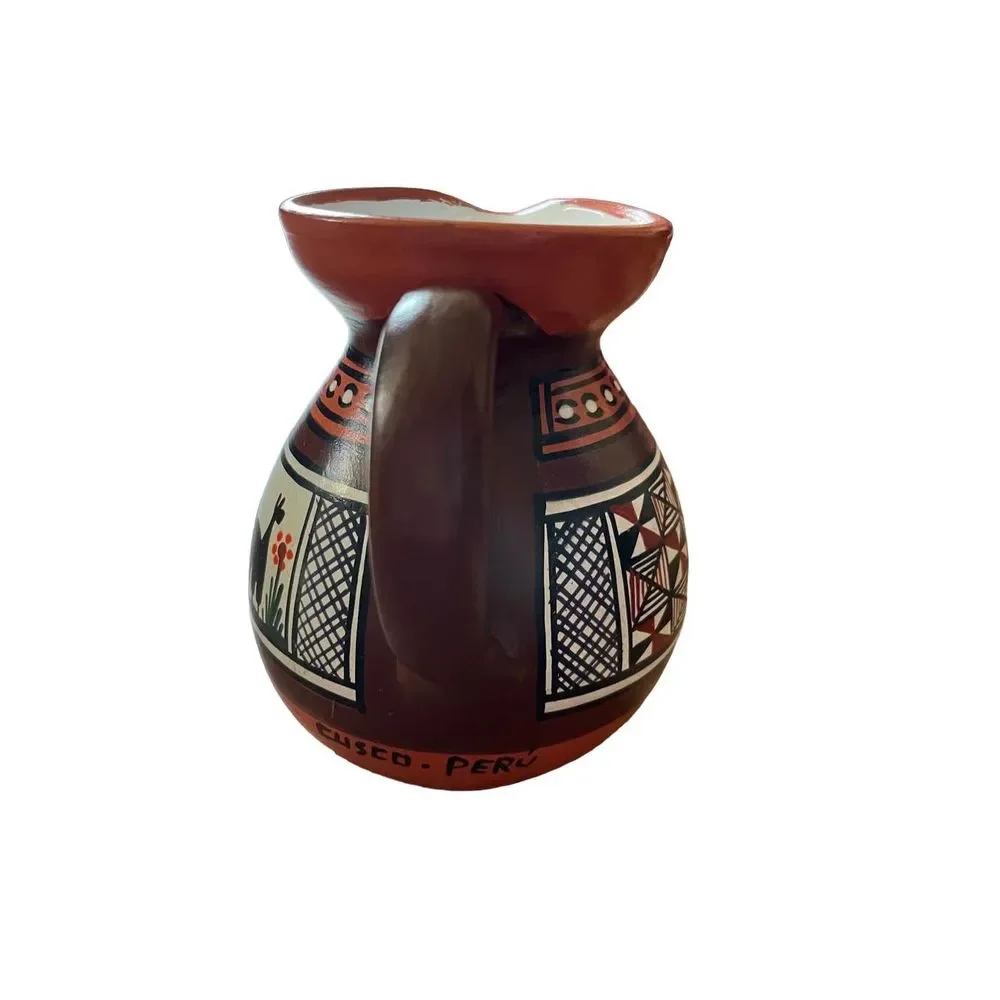 Hand Painted Peruvian‎ Terracotta Miniature Pitcher creamer server